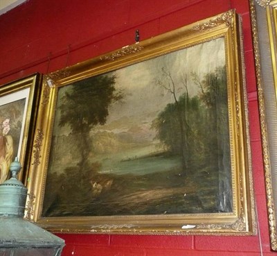 Lot 1011 - Large gilt framed oil on canvas 'Italianate Landscape' after George Barratt Snr