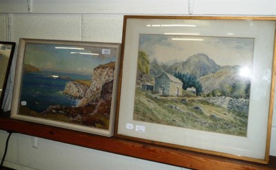 Lot 1021 - John E. Aitken, framed watercolour seascape Isle of Man, together with a watercolour landscape with