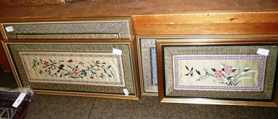 Lot 1028 - Four Chinese silk embroidered pictures