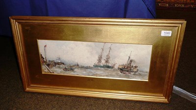 Lot 1040 - Frank Henry Algernon Mason (1875-1965)  "In Tow", Signed, inscribed on the mount below, pencil...