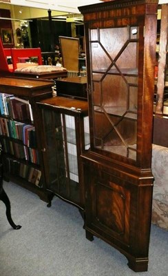 Lot 1076 - Reproduction mahogany bureau, mahogany occasional table, oak open bookcase, oak drop leaf...