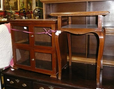 Lot 1080 - Burr walnut and mahogany occasional table and a glazed table cabinet (2)