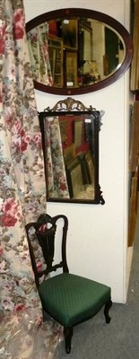 Lot 1116 - An Edwardian small chair, on oval wall mirror and a fret work mirror