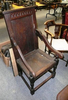 Lot 1123 - An 18th century oak Wainscot-type chair