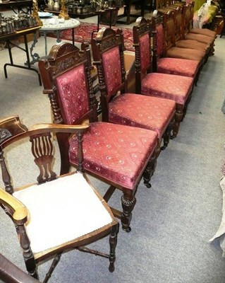 Lot 1124 - A set of four Victorian mahogany salon chairs, another set of four Victorian mahogany salon...