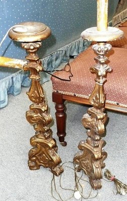 Lot 1125 - A pair of gilt gesso candlesticks possibly ex-altersticks/Italian 18th/19 century