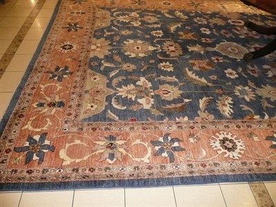 Lot 1162 - Amritsar Design Carpet (probably Lahore) The pale indigo field filled with columns of large...