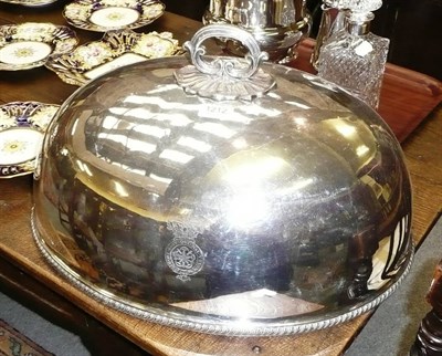 Lot 1212 - A large meat dome engraved with the Hampshire Regimental crest