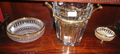 Lot 1235 - A Baccarat champagne bucket and liner, a caviar dish and liner and a fruit bowl