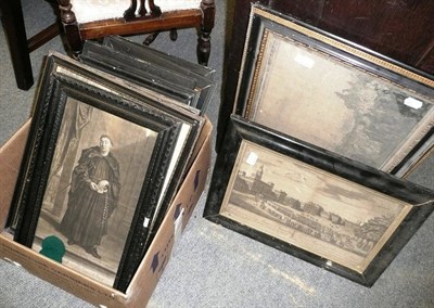 Lot 1238 - Quantity of assorted black and white prints in Hogarth type frames including the Industrious...