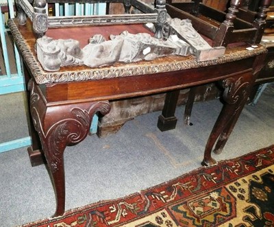 Lot 1246 - Mahogany side table on carved cabriole forelegs