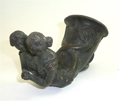 Lot 21 - Bronze Rhyton formed as two mermaids, after the antique