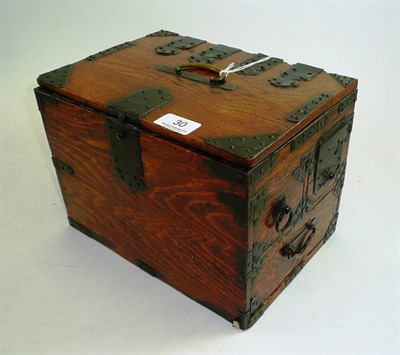 Lot 30 - Japanese steel bound wooden box