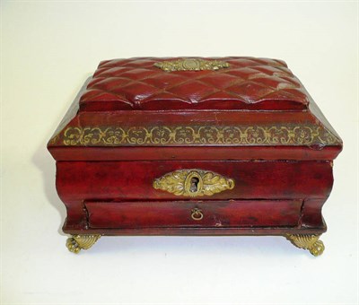 Lot 73 - Georgian red leather sewing casket