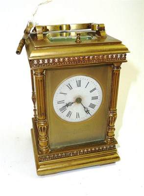 Lot 93 - A brass striking and repeating carriage clock