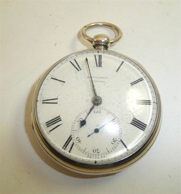 Lot 106 - A silver open faced pocket watch signed Robt Roskell, Liverpool, lever movement