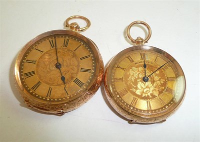 Lot 120 - Two fob watches with cases stamped '14k'