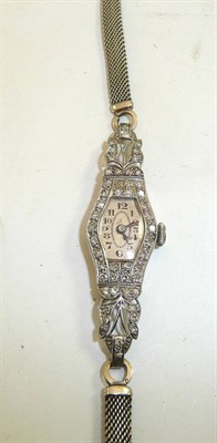 Lot 124 - Lady's diamond set cocktail wristwatch, stamped '9ct'