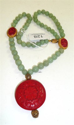Lot 128 - Necklace, possibly jade