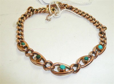 Lot 141 - A turquoise set bracelet stamped ";9"