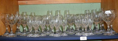 Lot 163 - Baccarat Massena pattern cut glass set of nine champagne flutes, eleven goblets, eleven wine...