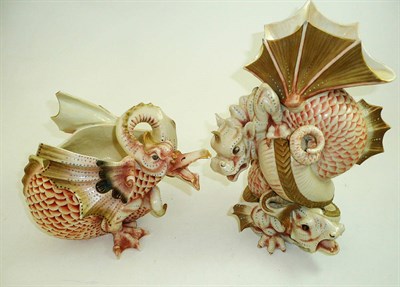 Lot 183 - Pair of Continental porcelain dragon vases