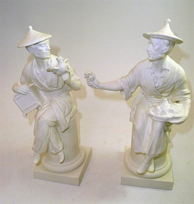 Lot 189 - Two Worcester white bisque figures of Chinese merchants