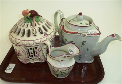 Lot 192 - Newhall teapot, cream jug and German pot and cover