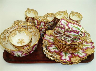 Lot 196 - 19th century English porcelain part service with gilt decoration