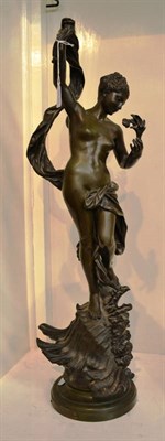 Lot 199 - After Luca Madrassi (Italian 1848-1919) 'Fee des Mers', a bronze figure of a nude maiden, signed in