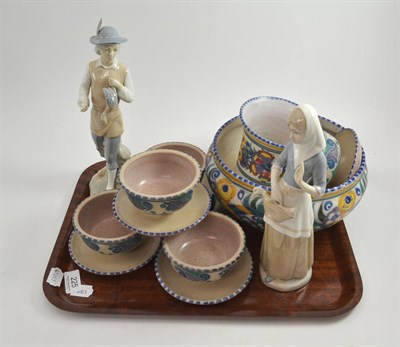 Lot 225 - A tray of Poole pottery and two Spanish figures