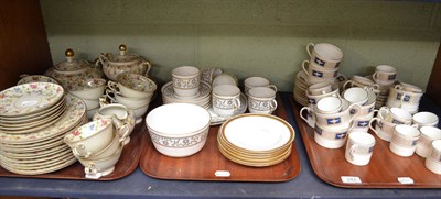 Lot 242 - A shelf including Coalport Palladian coffee set, Derby part tea set and Bavarian floral...