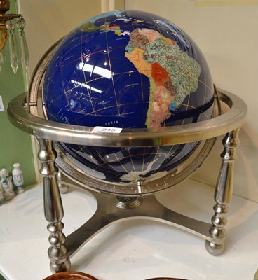 Lot 245 - Terrestrial globe in hardstones and metal