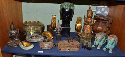 Lot 252 - Quantity of Thai and other Oriental items, comprising four Buddha heads and three hands, two...