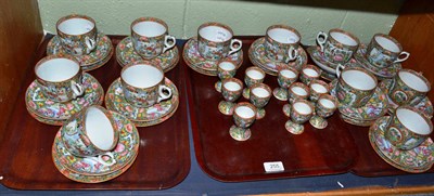 Lot 255 - A Cantonese twelve piece tea/breakfast service, eleven egg cups, twelve cups, saucers and...