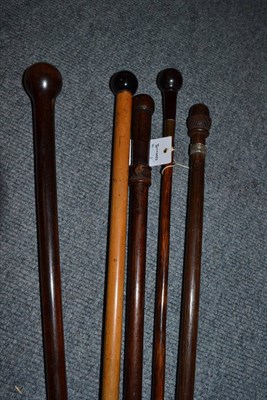 Lot 271 - Five assorted wooden walking canes, including an example Royal Warwickshire First Birmingham...