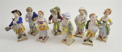 Lot 287 - Four pairs of Sitzendorf china figures