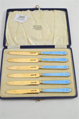 Lot 289 - A set of six enamel knives, cased