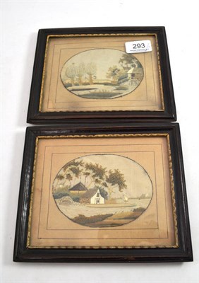 Lot 293 - A pair of Georgian silkwork pictures in original frames