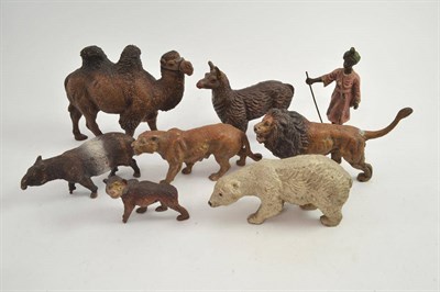 Lot 295 - Assorted Elastolin zoo animals and keeper