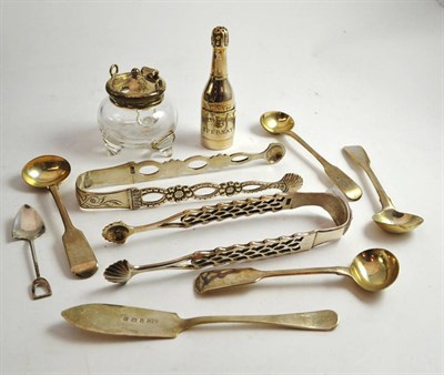 Lot 300 - Quantity of silver including two pairs of silver sugar tongs