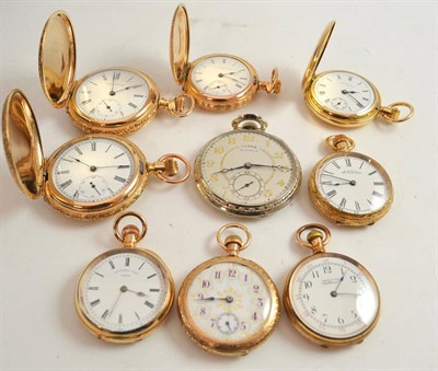 Lot 302 - Nine plated fob watches