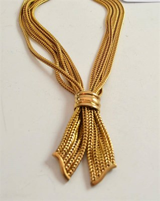 Lot 303 - A 9ct gold multi strand bow motif necklace