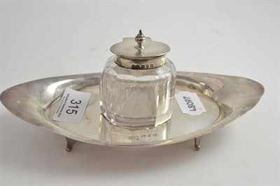 Lot 315 - Late Victorian silver and glass inkstand