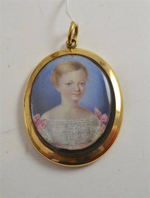 Lot 324 - Miniature portrait of a child in a white dress