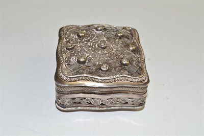 Lot 336 - Small white metal box with filigree decoration