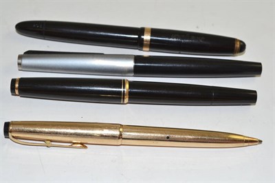 Lot 348 - Four Mont Blanc Pens, comprising three black fountain pens - No's 22, 204 and another, and a...