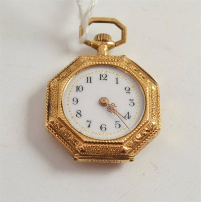 Lot 356 - An octagonal fob watch