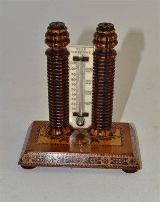 Lot 374 - A Tunbridgeware thermometer