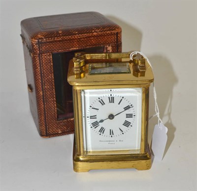 Lot 383 - Brass carriage clock signed Collingwood & Son, Paris